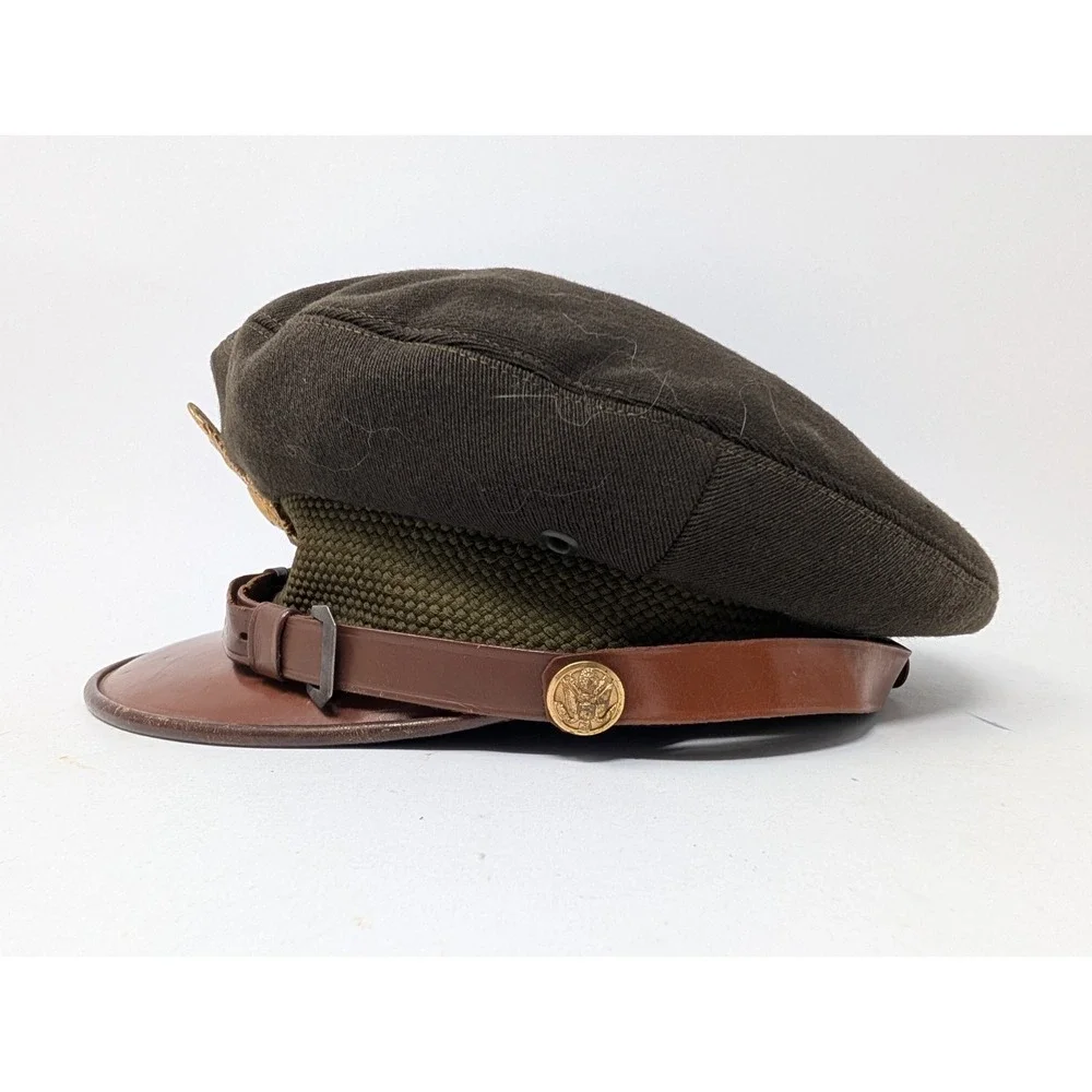 WWII USAAF Knox Flighter Officer Crusher Visor Hat Cap WW2 Named